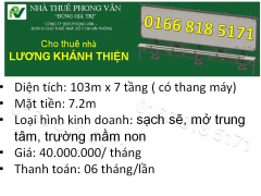 Cho thuê nhà mặt đường Lương Khánh Thiện